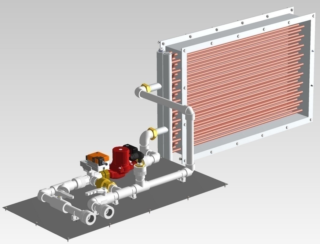 Схема подвода тепловой энергии к калориферу от внешнего источника