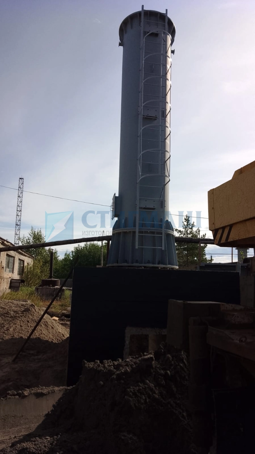 Изготовление и монтаж дымовых труб на фундамент с подземными газоходами