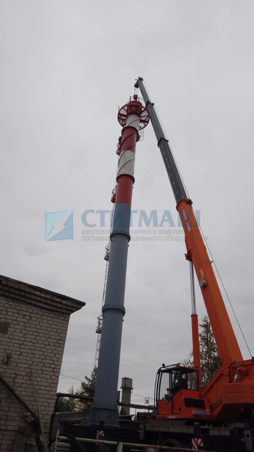 Изготовление и монтаж дымовых труб на фундамент с подземными газоходами
