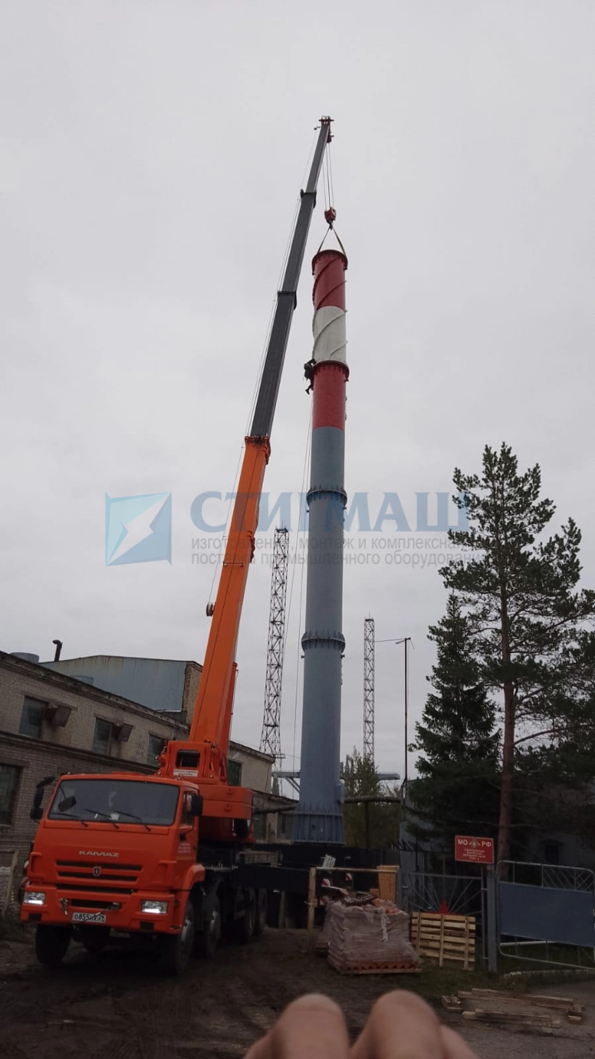 Изготовление и монтаж дымовых труб на фундамент с подземными газоходами