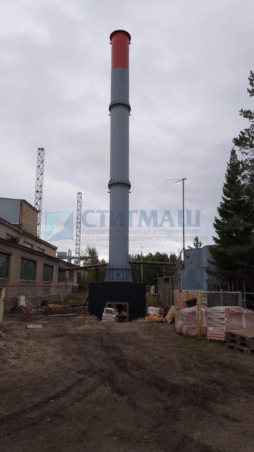 Изготовление и монтаж дымовых труб на фундамент с подземными газоходами