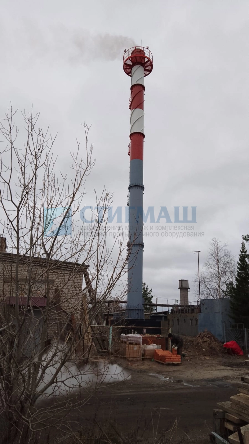 Изготовление и монтаж дымовых труб на фундамент с подземными газоходами