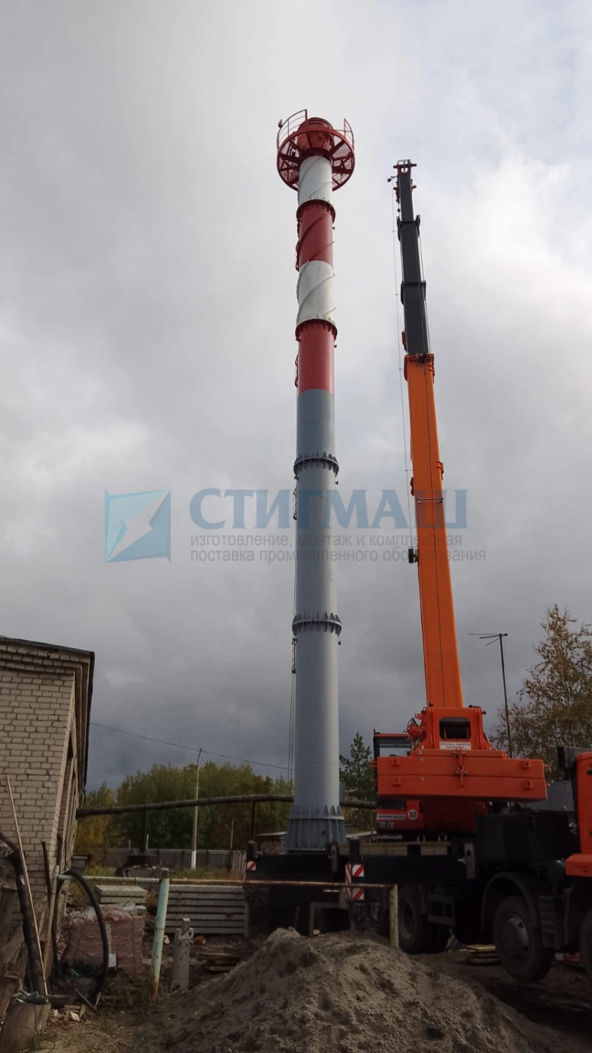 Изготовление и монтаж дымовых труб на фундамент с подземными газоходами