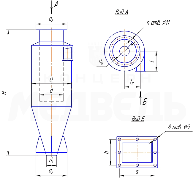 Циклонный фильтр чертеж
