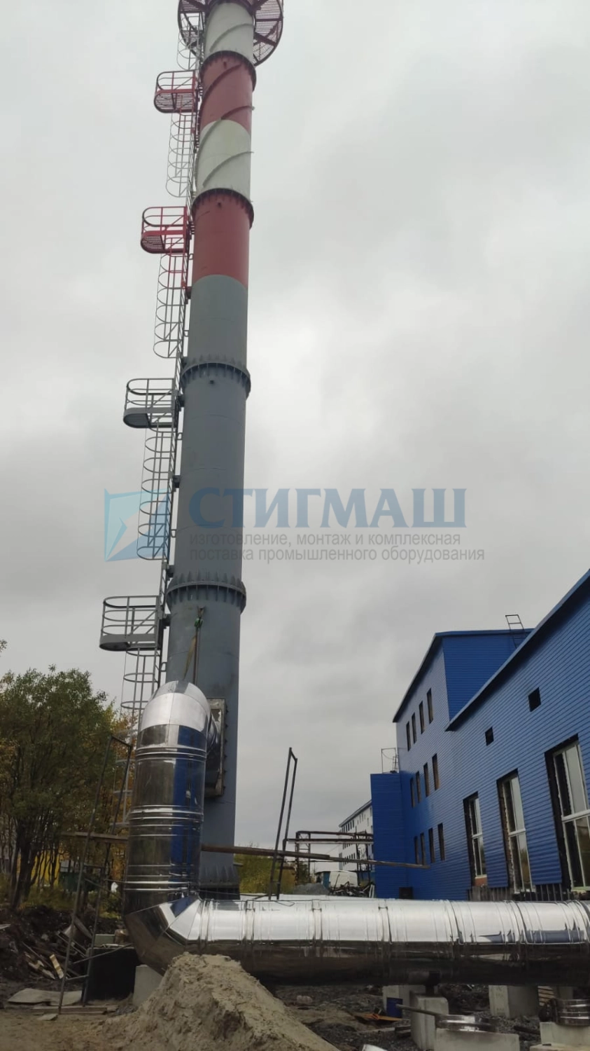 Изготовление и монтаж дымовых труб с надземными газоходами