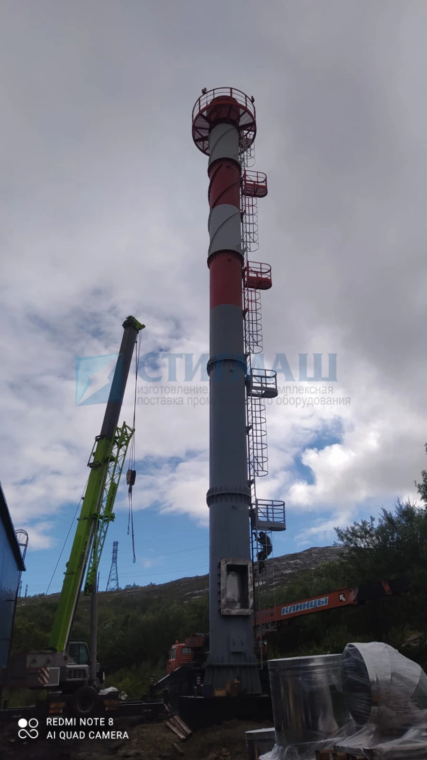 Изготовление и монтаж дымовых труб с надземными газоходами