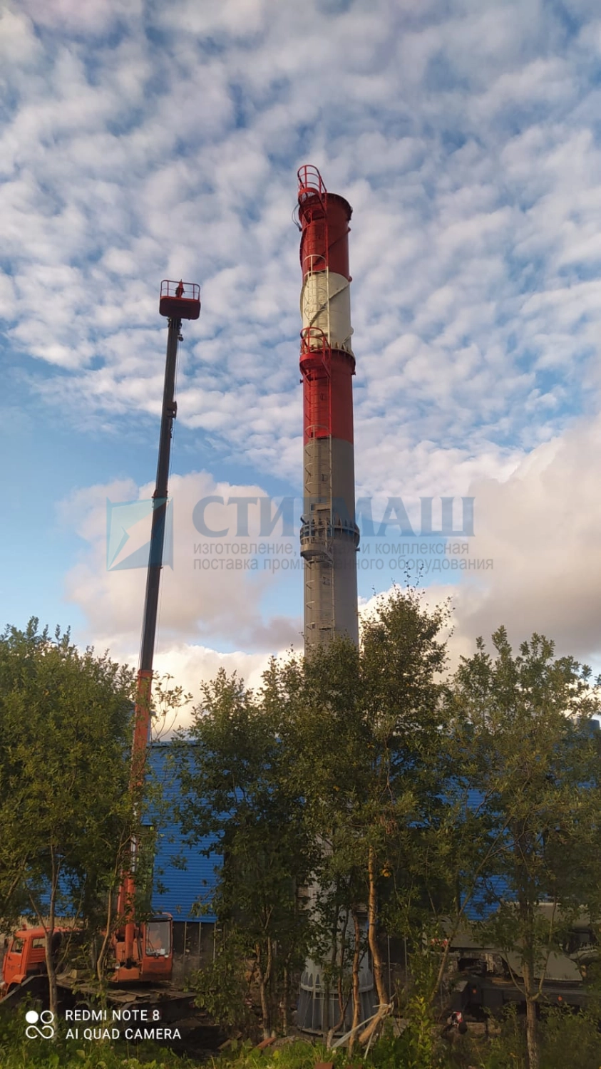 Изготовление и монтаж дымовых труб с надземными газоходами