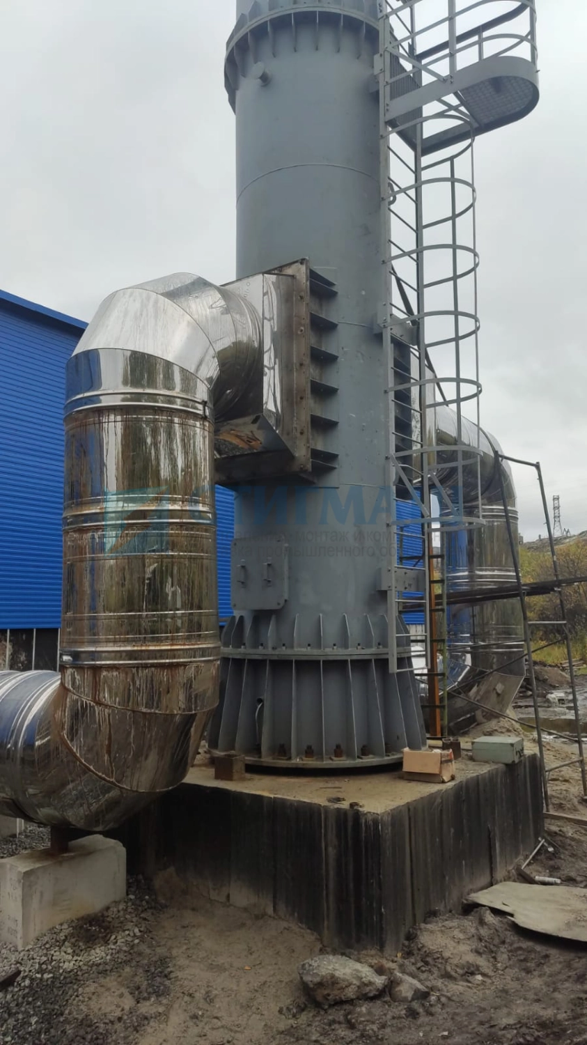 Изготовление и монтаж дымовых труб с надземными газоходами