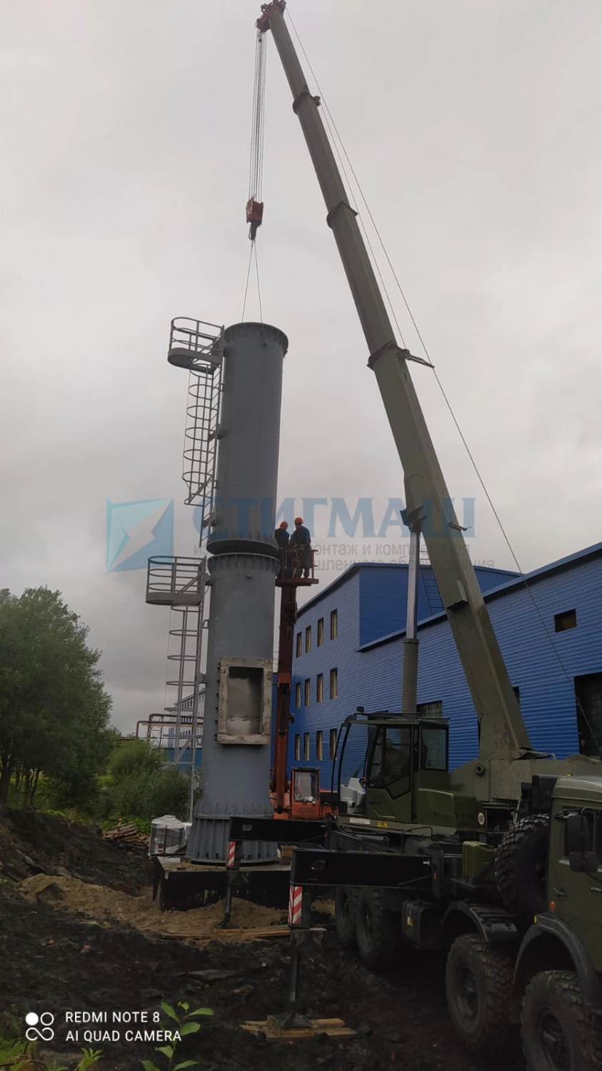 Изготовление и монтаж дымовых труб с надземными газоходами