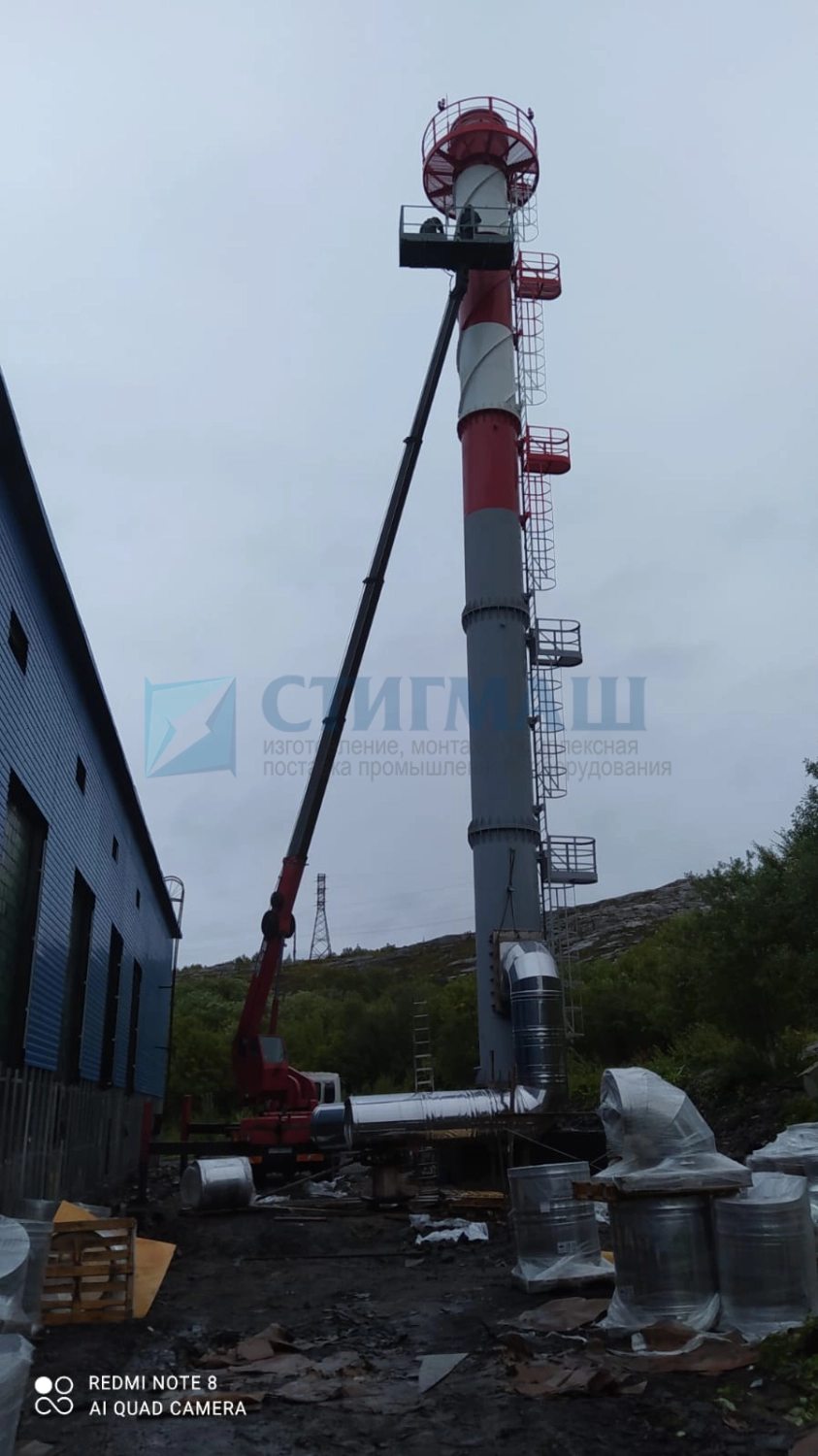 Изготовление и монтаж дымовых труб с надземными газоходами