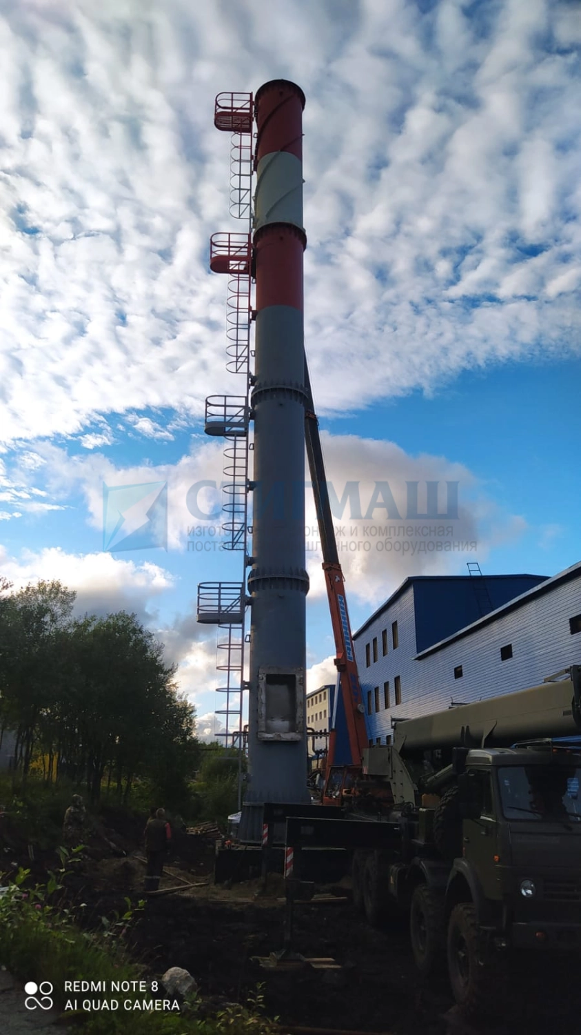 Изготовление и монтаж дымовых труб с надземными газоходами