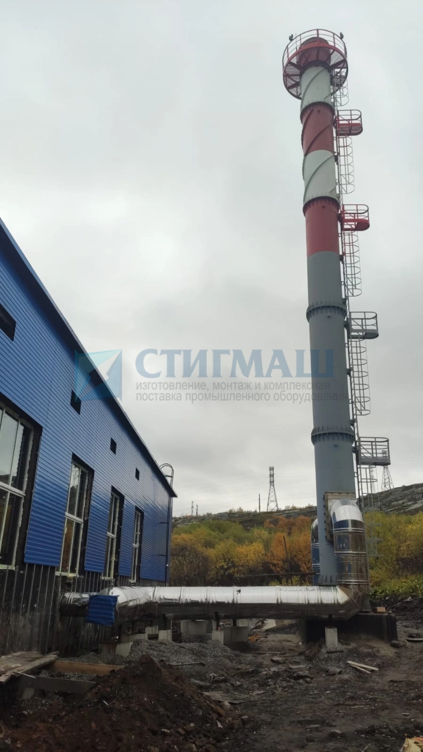 Изготовление и монтаж дымовых труб с надземными газоходами