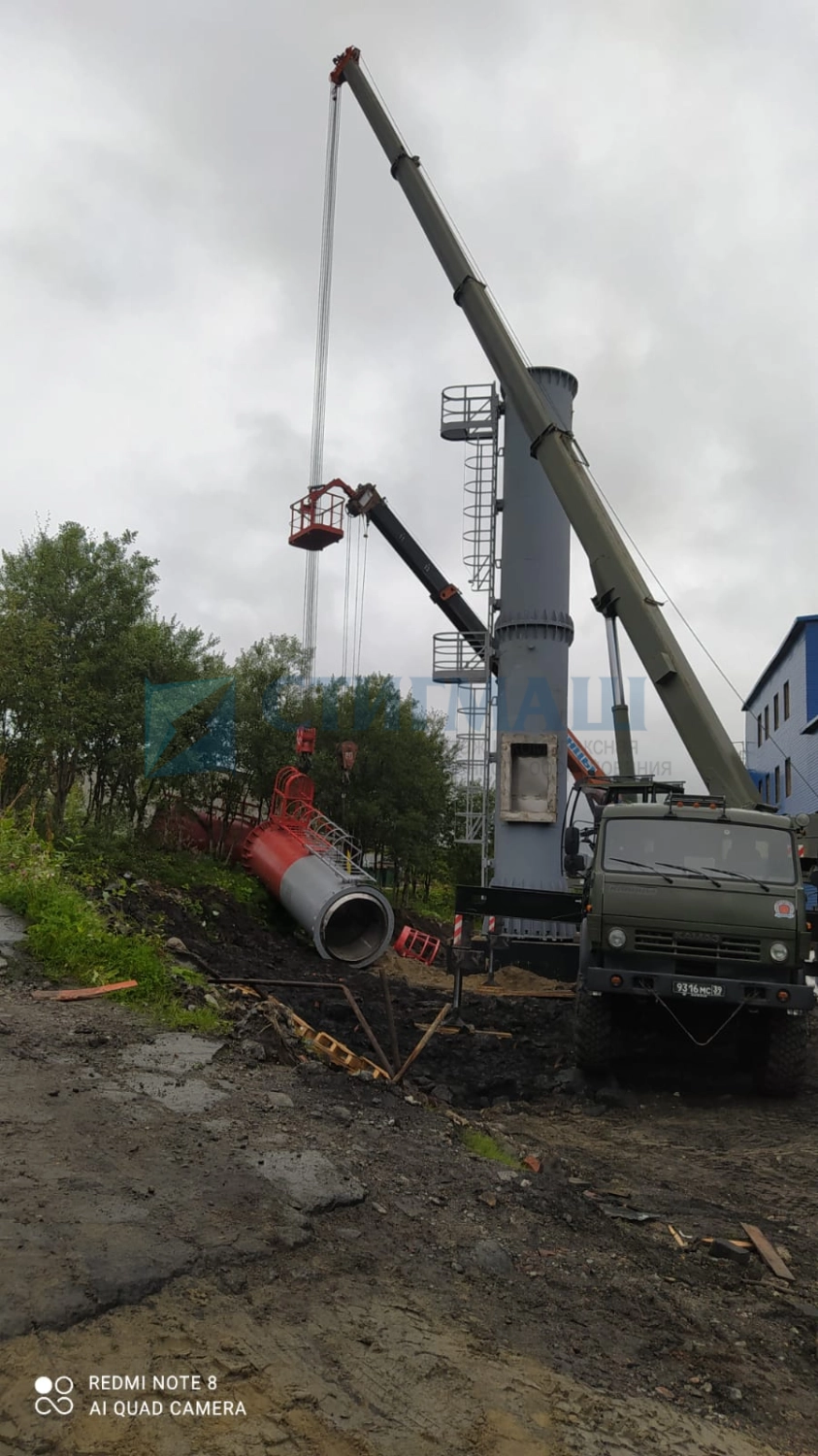 Изготовление и монтаж дымовых труб с надземными газоходами